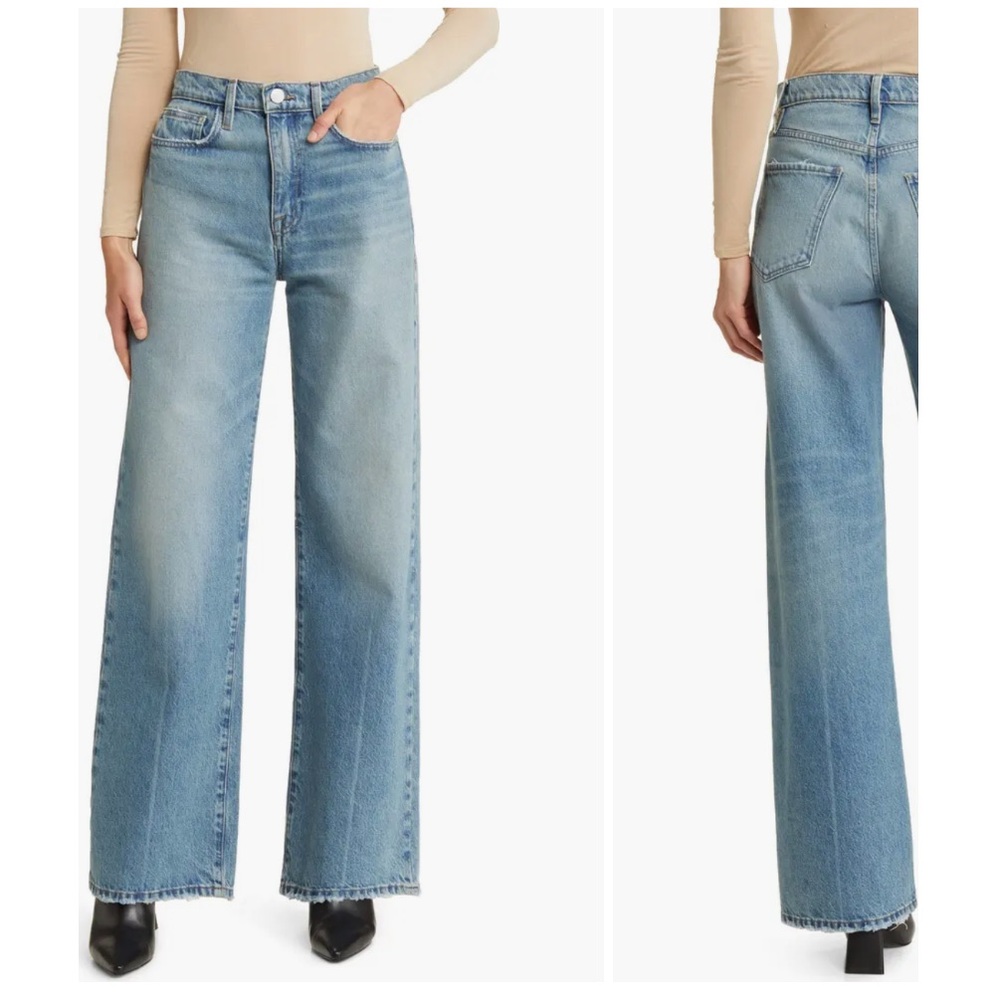 Frame Le Jane Wide Leg Jeans in Weston Grind